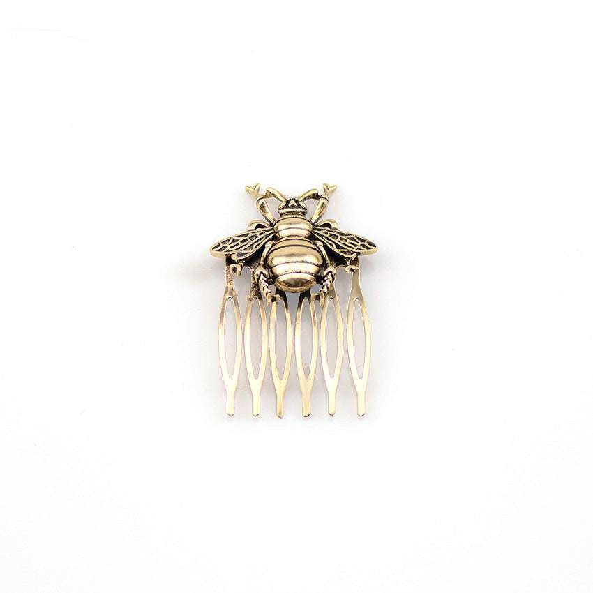 Antique Bee Hair Comb, Elegant Alloy Hairpin, Geometric Side Clip - available at Sparq Mart