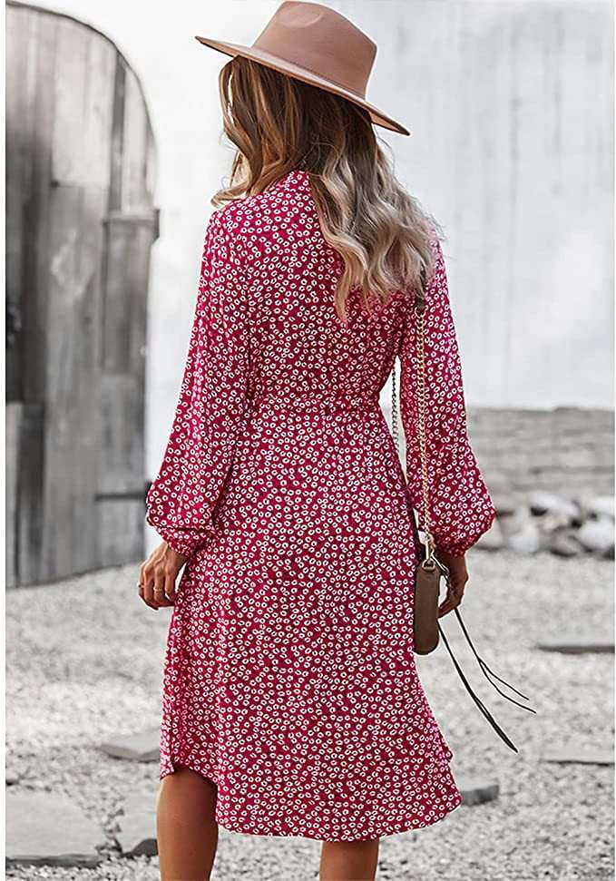 Long Sleeve Dress, Printed Midi Dress, Winter Fashion Dress - available at Sparq Mart