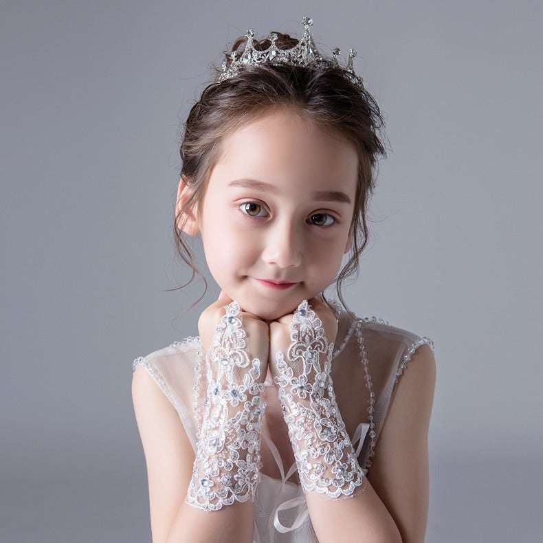 children's wedding gloves, fingerless gloves, Lace flower gloves - available at Sparq Mart