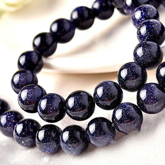 Blue Sandstone Bracelet, Crystal Healing Jewelry, Sparkling Blue Beads - available at Sparq Mart