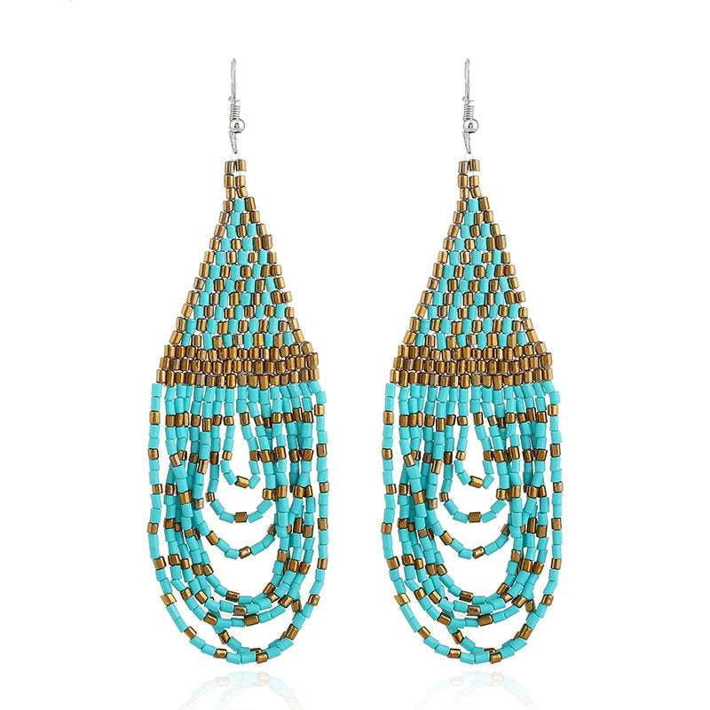 Bohemian Tassel Earrings, Ethnic Style Earrings, Rice Beads Earrings - available at Sparq Mart