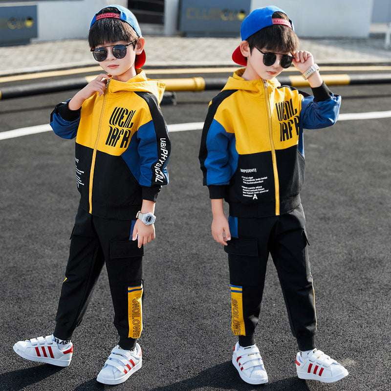 boys sports tracksuit, kids athletic wear, spring jacket set - available at Sparq Mart