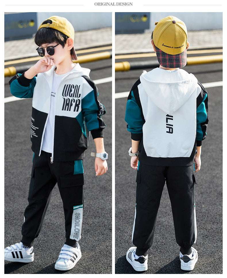 boys sports tracksuit, kids athletic wear, spring jacket set - available at Sparq Mart