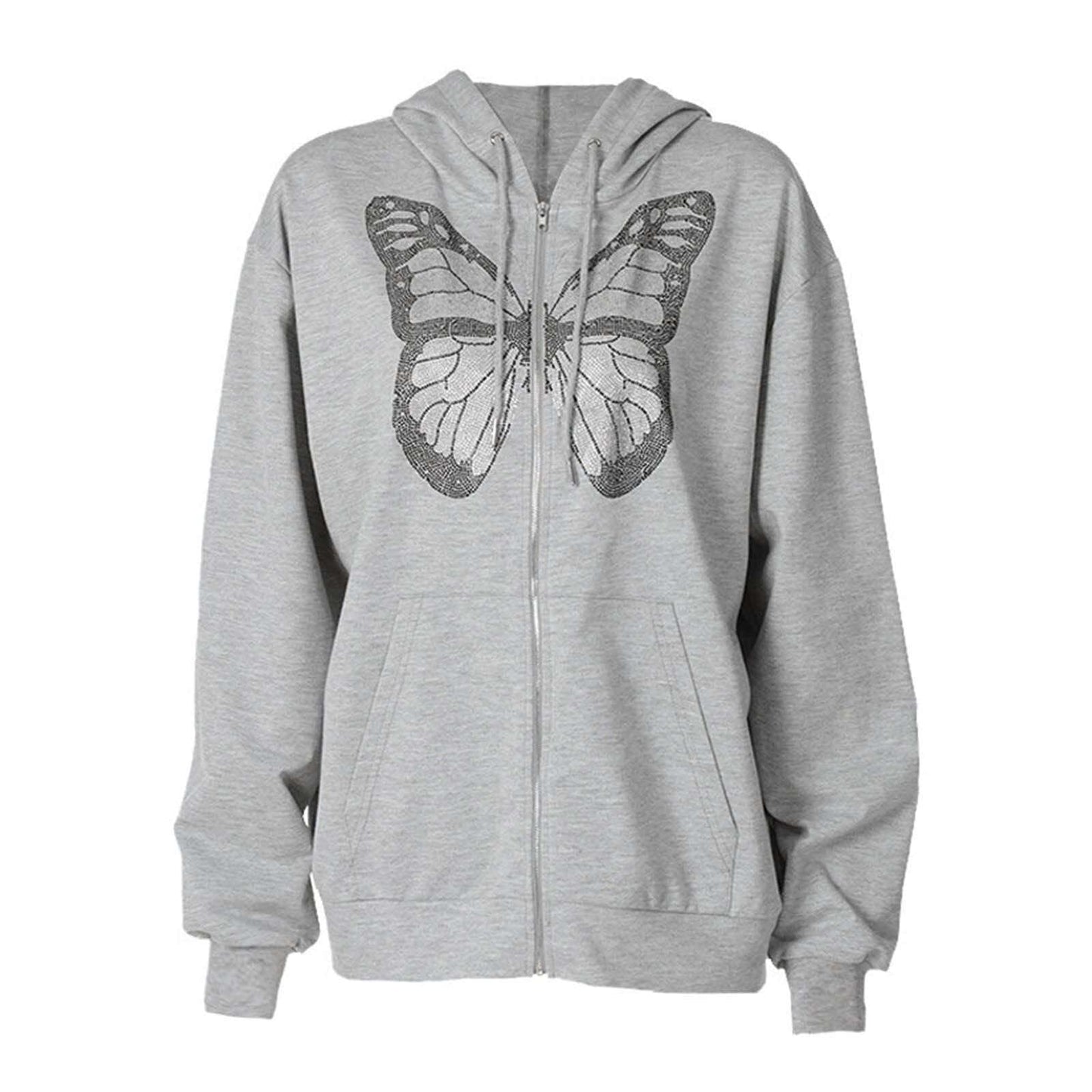 Butterfly Graphic Hoodie, Casual Hoodie Trend, Fashion Drill Sweatshirt - available at Sparq Mart