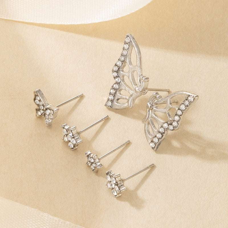 Personalized Earrings Gift, Silver Geometric Studs, Sparkling Butterfly Earrings - available at Sparq Mart