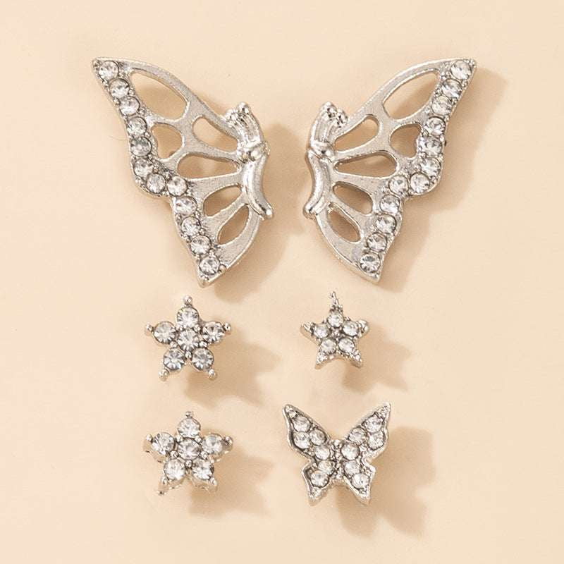 Personalized Earrings Gift, Silver Geometric Studs, Sparkling Butterfly Earrings - available at Sparq Mart