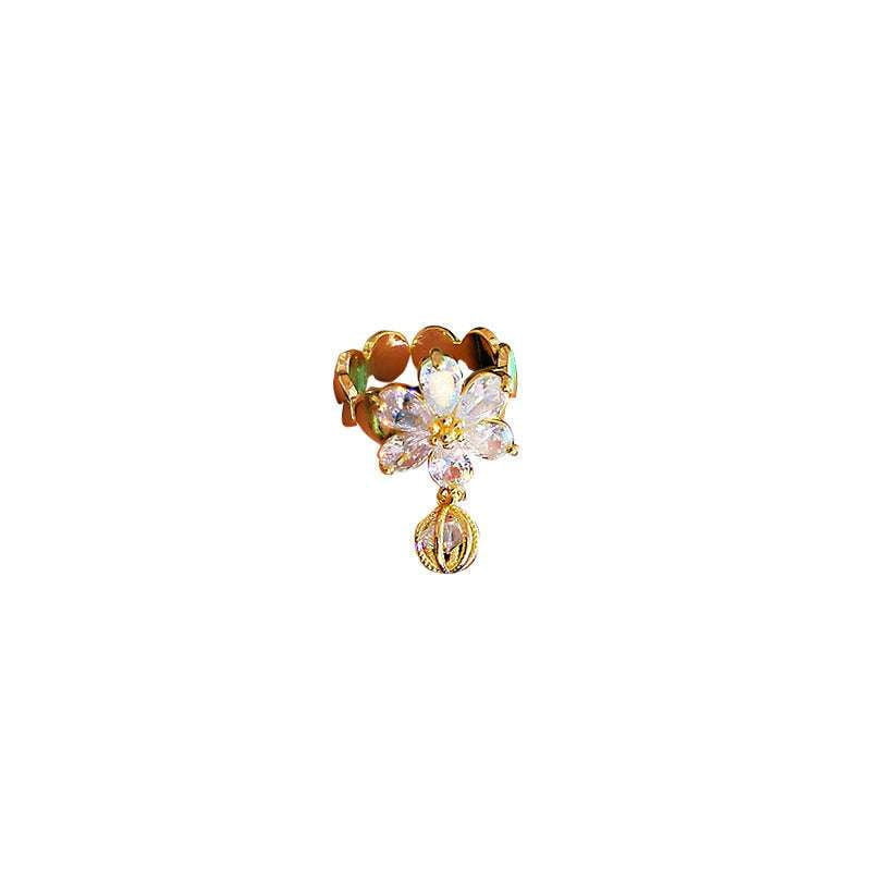 Diamond Flower Jewelry, Electroplated Diamond Ring, Gold Flower Ring - available at Sparq Mart