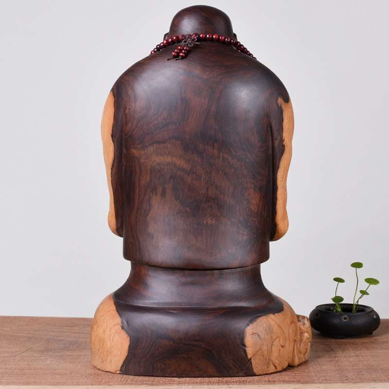 Buy Online, Maitreya Buddha Statue, Premium Ebony Wood Carving - available at Sparq Mart