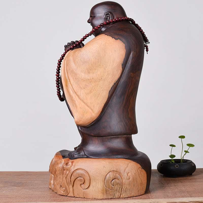 Buy Online, Maitreya Buddha Statue, Premium Ebony Wood Carving - available at Sparq Mart