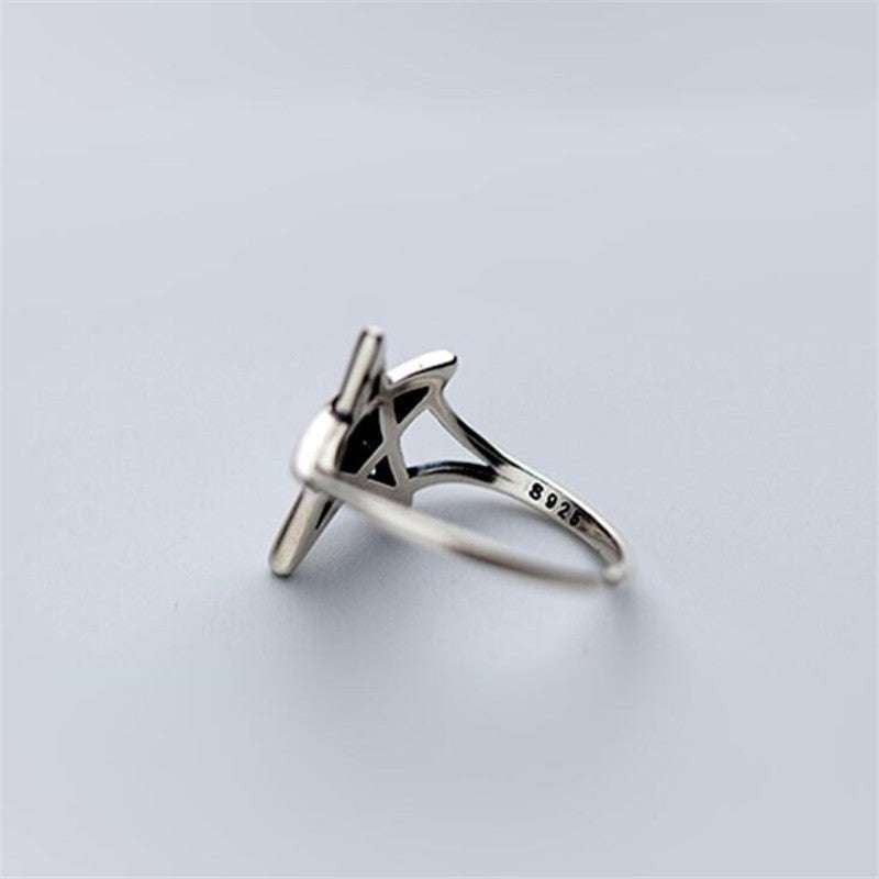 Adjustable Silver Ring, Retro Hollow Ring, Star Silver Ring - available at Sparq Mart