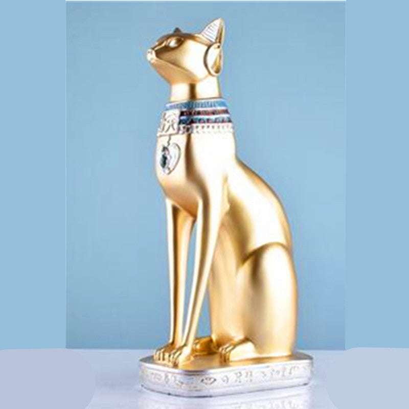 Egyptian Cat Figurine, Golden Cat Decor, Lucky Cat Statue - available at Sparq Mart