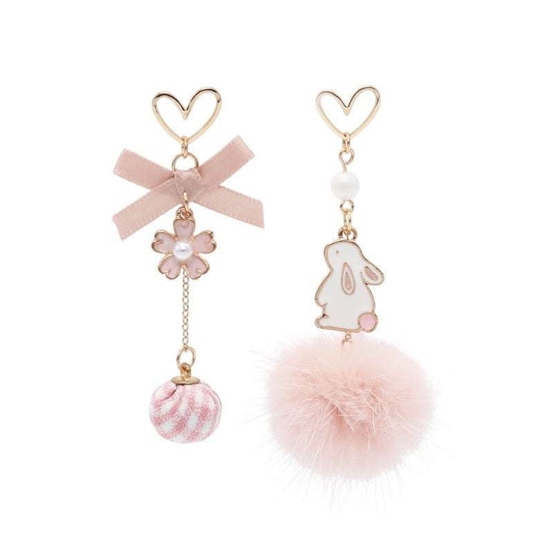 Cherry Blossom Earrings, Cute Silver Ear Clips, Japanese Ball Earrings - available at Sparq Mart