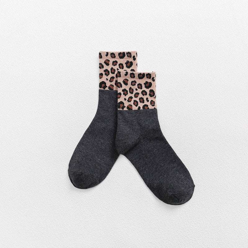 Japanese Style Stockings, Leopard Print Socks, Women's Cotton Socks - available at Sparq Mart