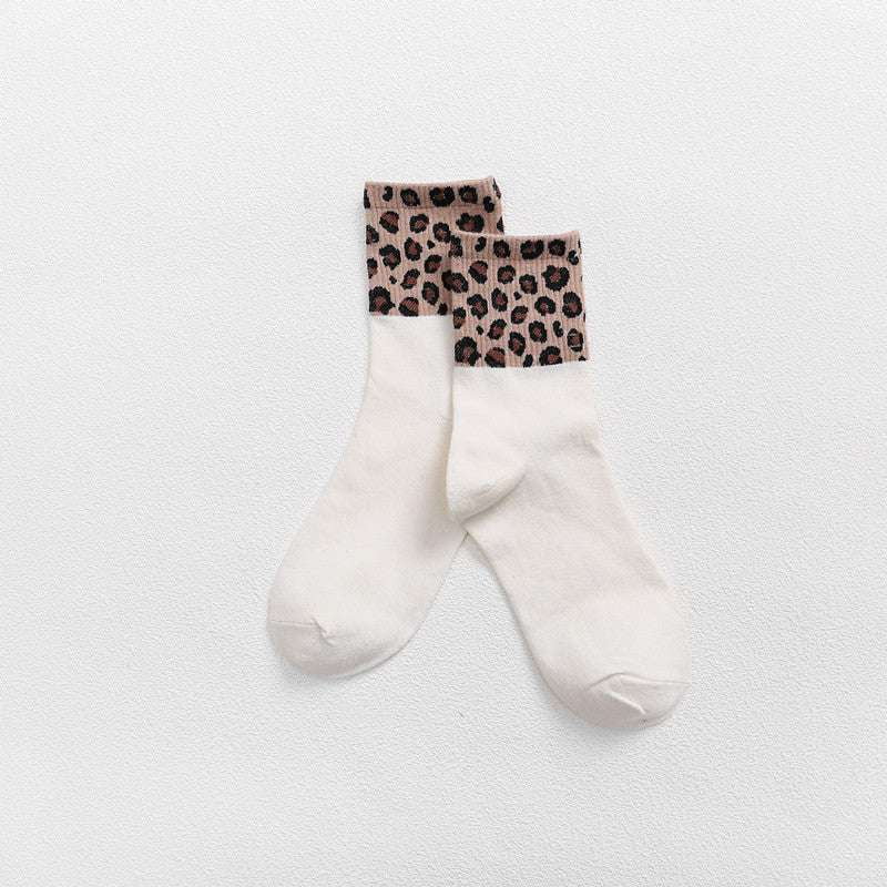 Japanese Style Stockings, Leopard Print Socks, Women's Cotton Socks - available at Sparq Mart