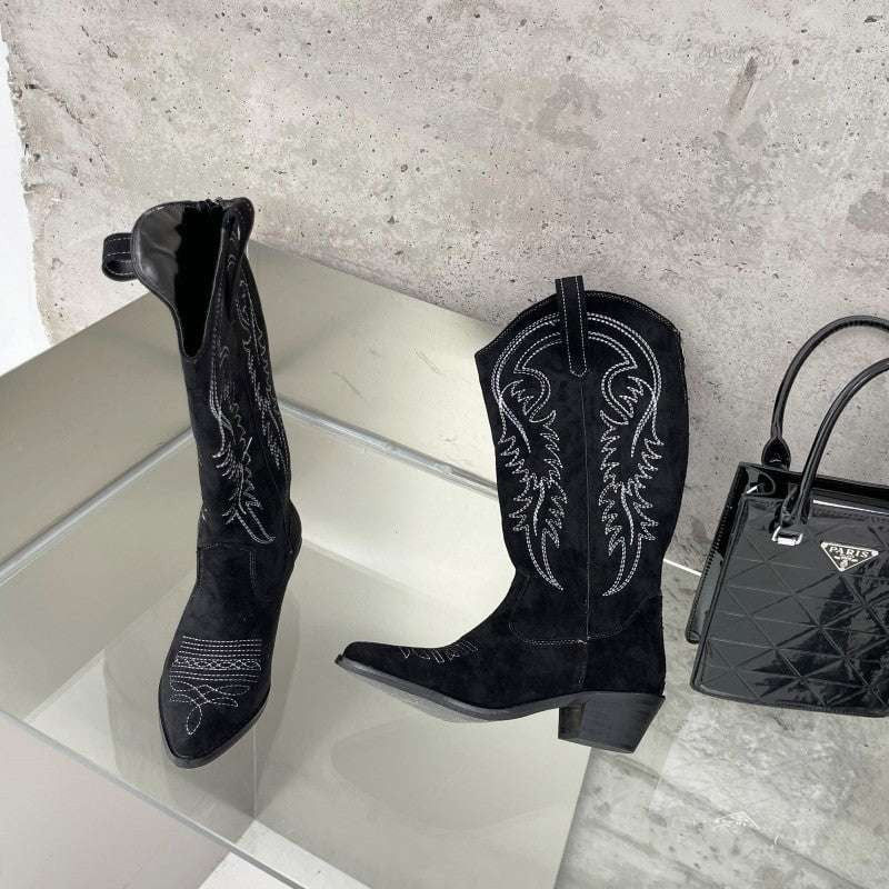 Mid-Heel Fashion Boots, Pointy Toe Booties, Women's Knight Boots - available at Sparq Mart