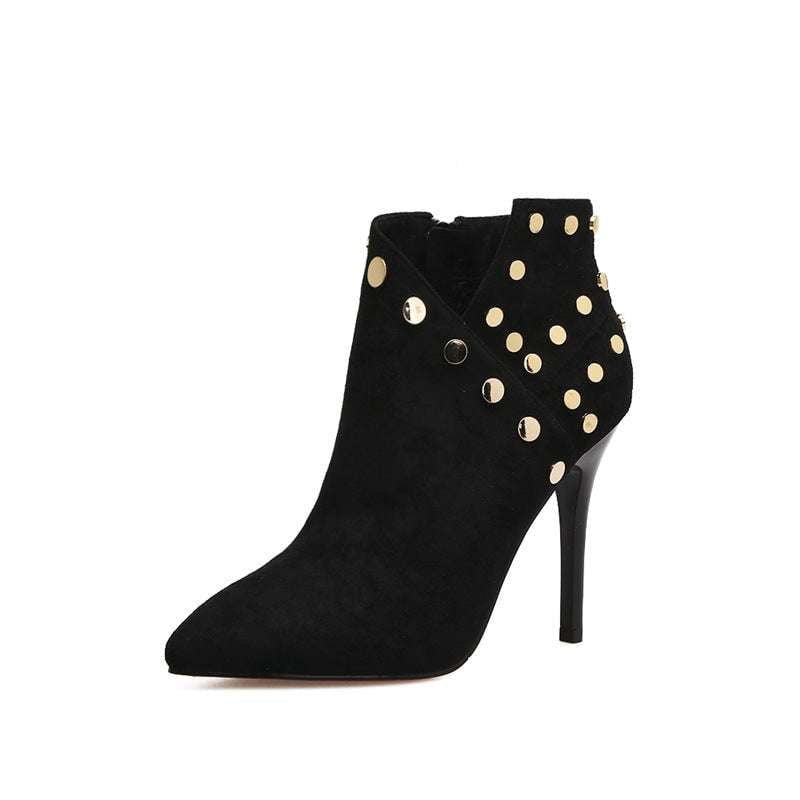 black yellow stilettos, elegant stiletto booties, pointed toe heels - available at Sparq Mart