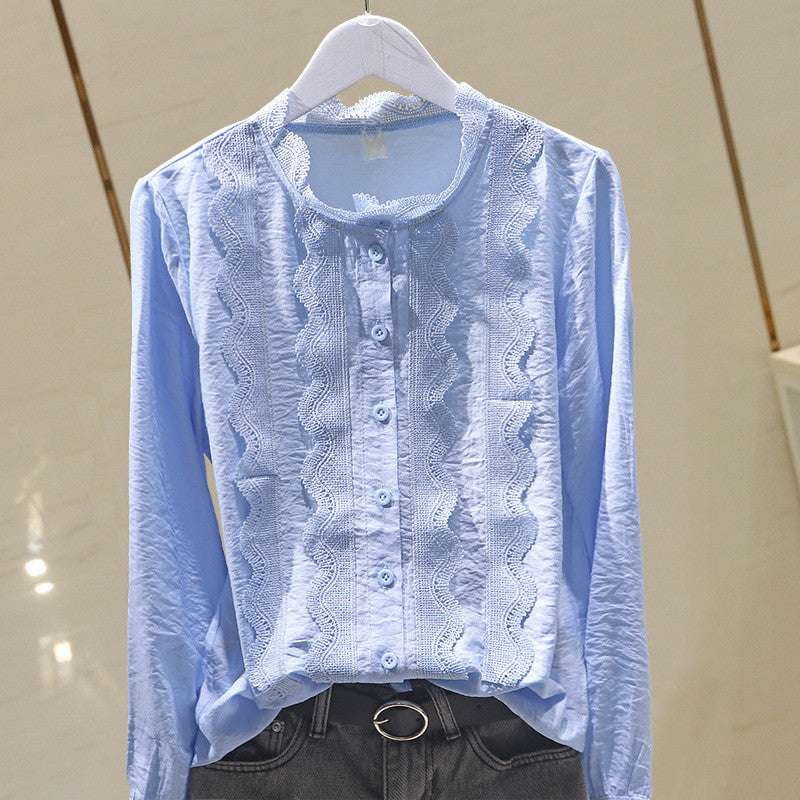 Asymmetrical Collar Silk Blouse, Long Sleeve Chic Top, Ruffled Chiffon Office Shirt - available at Sparq Mart