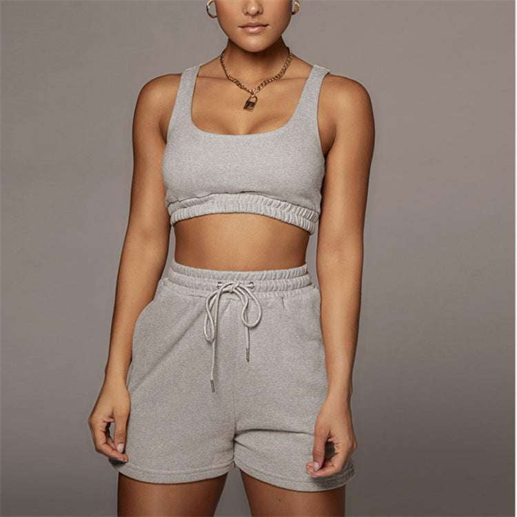 Lace-Up Shorts Casual, Sleeveless Top Fashion, Summer Two-Piece Women - available at Sparq Mart