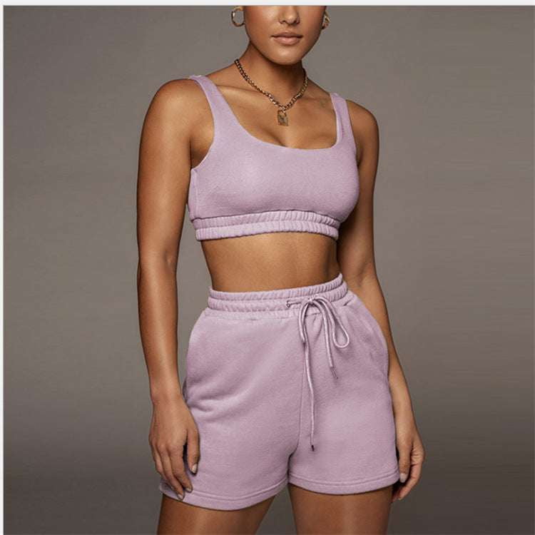 Lace-Up Shorts Casual, Sleeveless Top Fashion, Summer Two-Piece Women - available at Sparq Mart