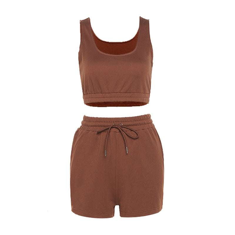 Lace-Up Shorts Casual, Sleeveless Top Fashion, Summer Two-Piece Women - available at Sparq Mart