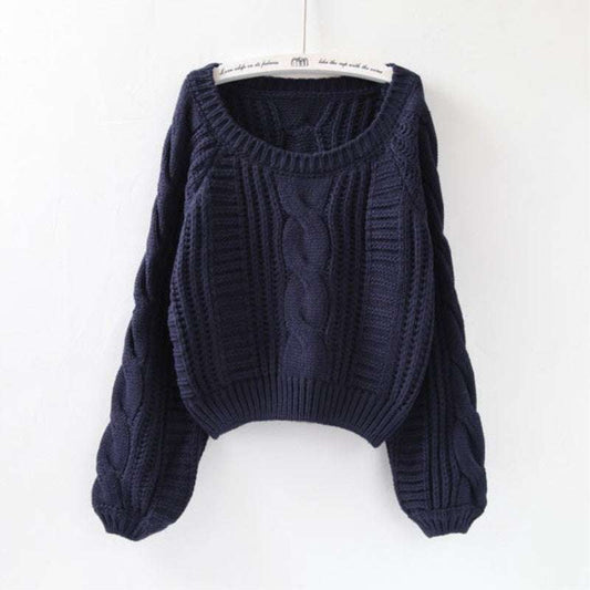 Cozy Winter Sweater, Short Puff Sleeve, Thick Knit Pullover - available at Sparq Mart