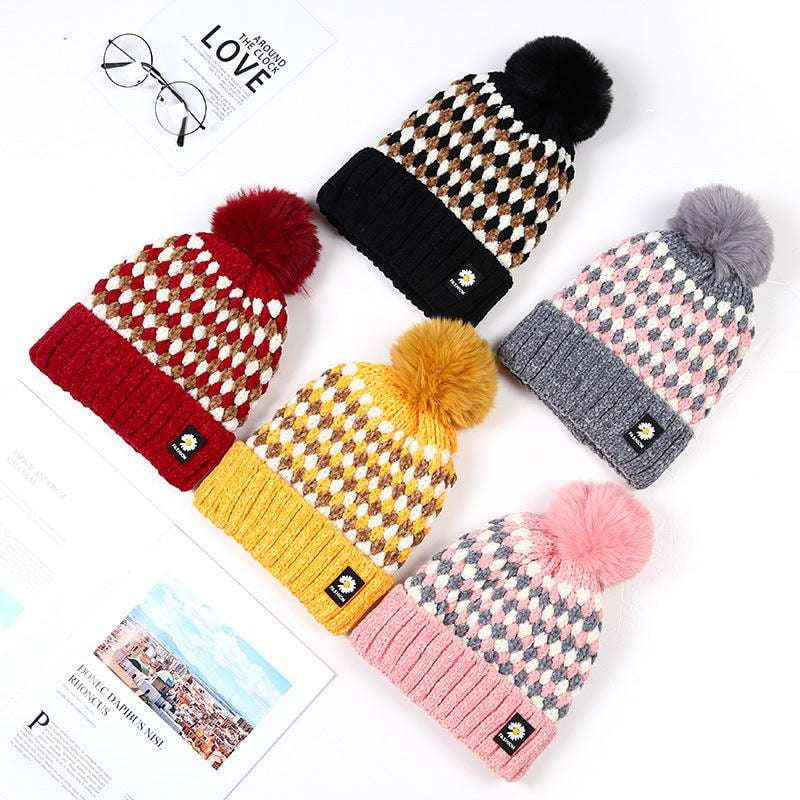 fashionable warm hat, knitted winter beanie, ladies cozy headwear - available at Sparq Mart