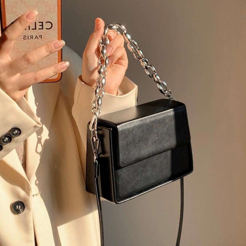 Elegant Chain Purse, Japanese Style Handbag, PU Leather Crossbody - available at Sparq Mart