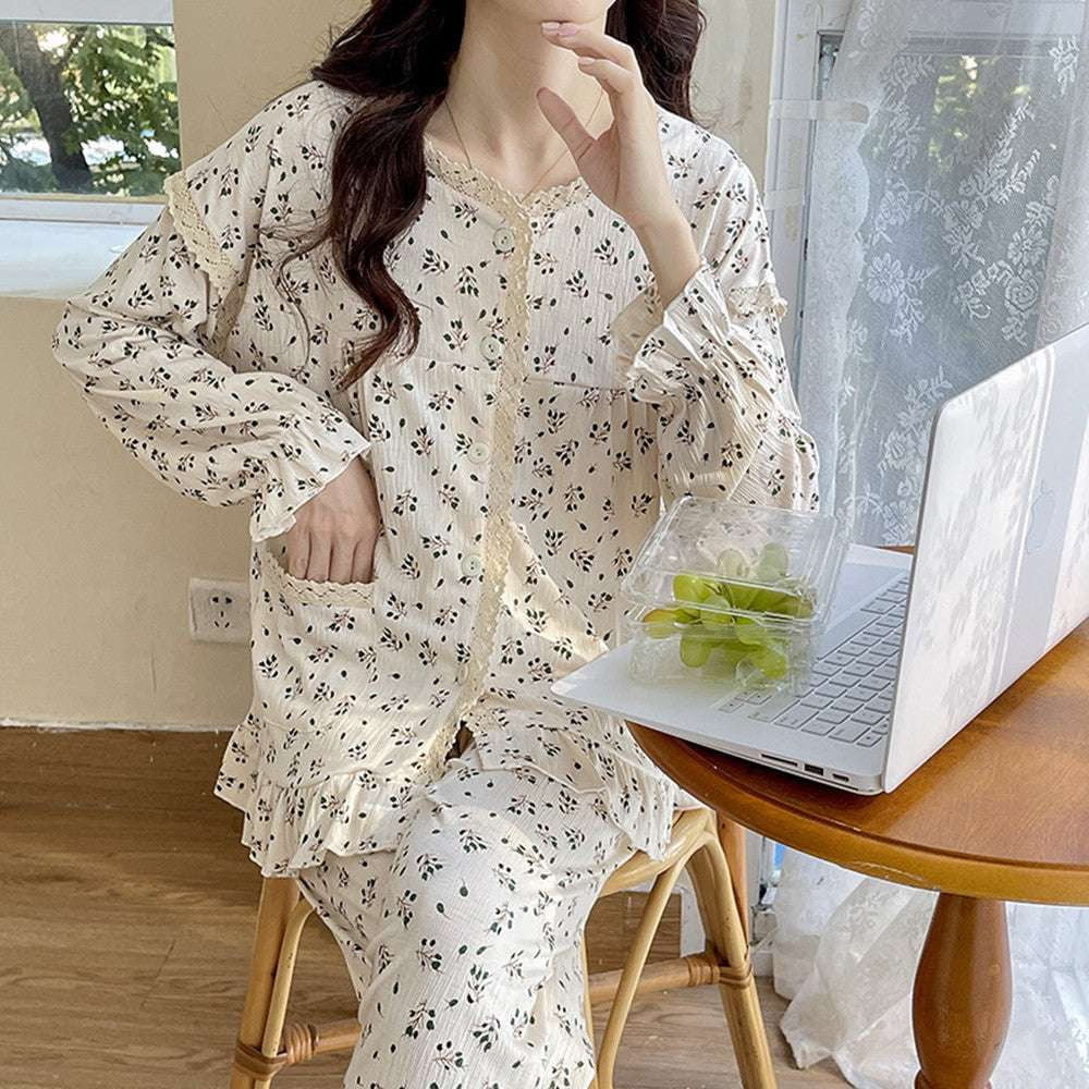 cotton pajama set, cozy sleepwear women, double layer pajamas - available at Sparq Mart