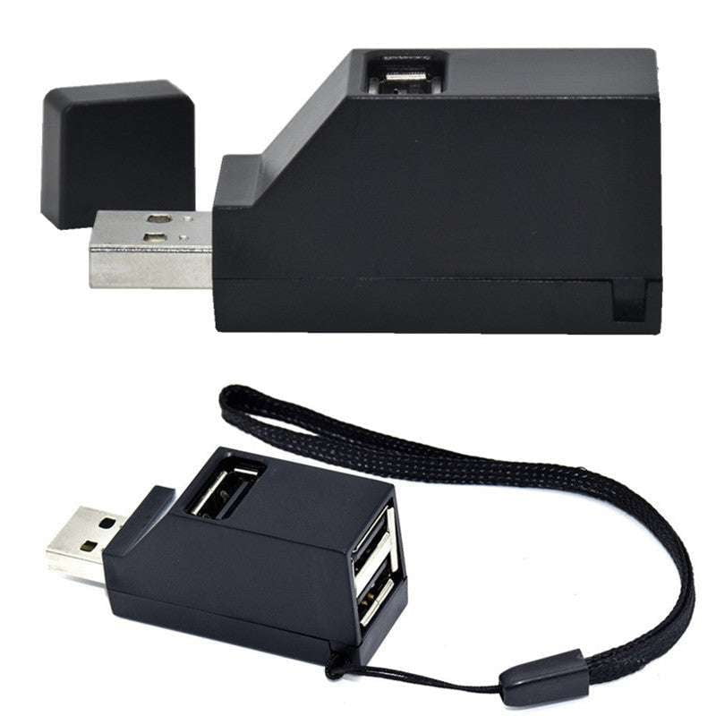 Black USB Hub, Mini USB Splitter, Portable USB 2.0 - available at Sparq Mart