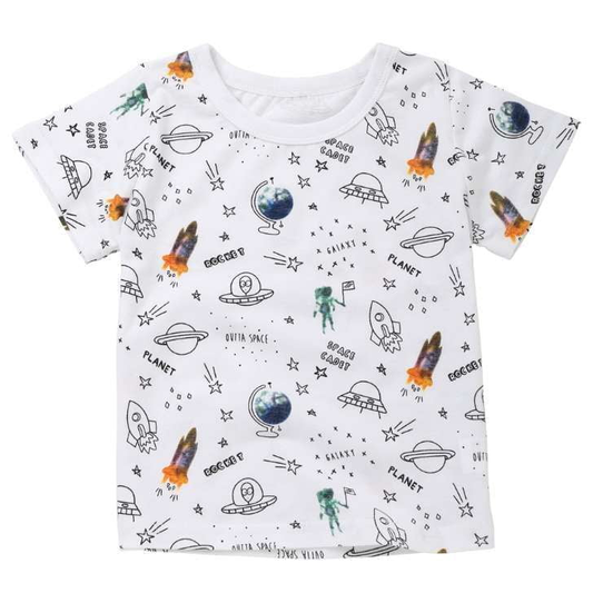 Children's Printed Tee, Kids Cartoon T-Shirt, Summer Kids Cottonwear - available at Sparq Mart