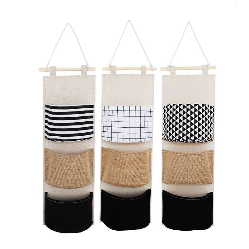 Artistic Hanging Bag, Cloth Wall Organizer, Linen Wall Storage - available at Sparq Mart