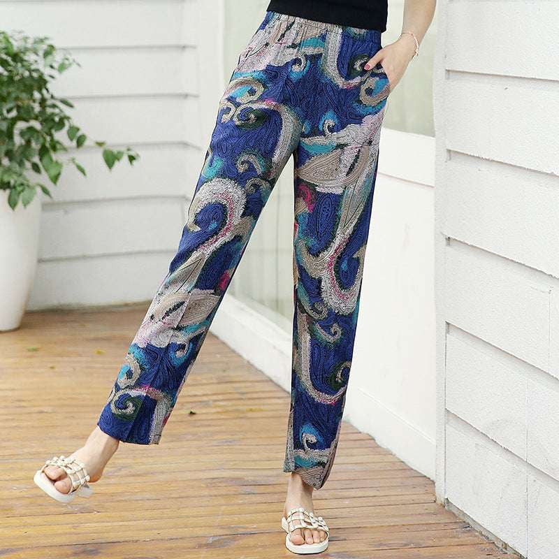 Cotton Thin Pants, Silk Floral Pants, Summer Lightweight Trousers - available at Sparq Mart