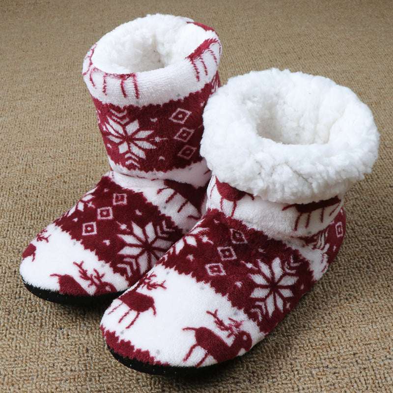 Cozy Christmas Elk, Indoor Socks Shoes, Plush House Slippers - available at Sparq Mart