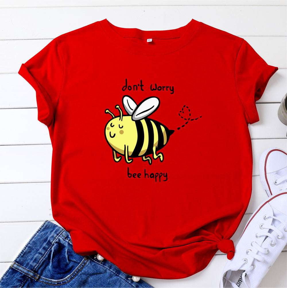 bee graphic tee, cartoon print tops, women's plus clothing - available at Sparq Mart