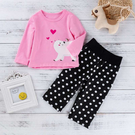 Cartoon Animal Baby, Cute Pink T-Shirt, Trouser Suit - available at Sparq Mart