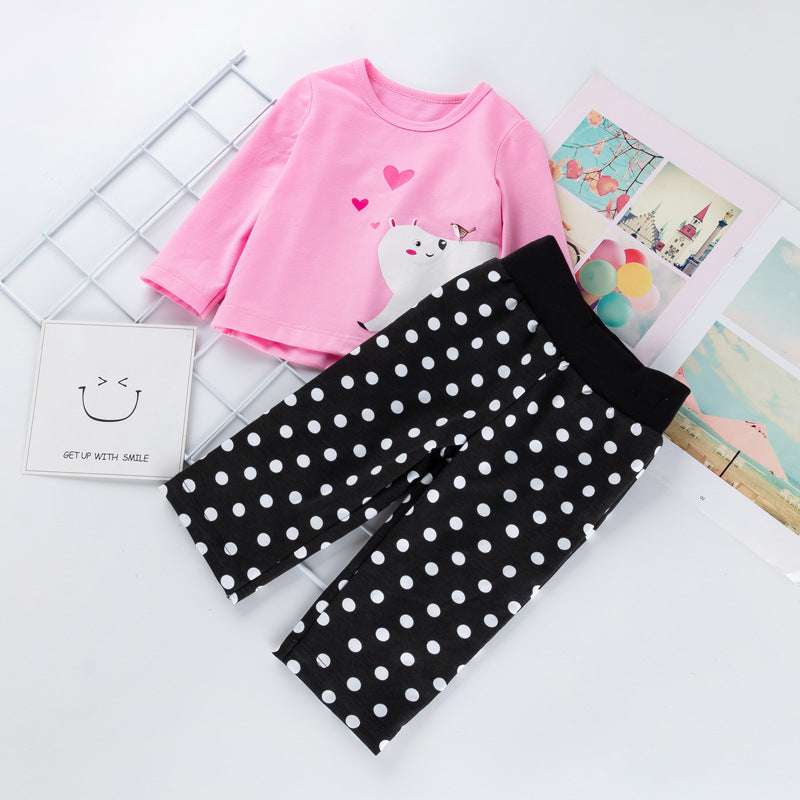 Cartoon Animal Baby, Cute Pink T-Shirt, Trouser Suit - available at Sparq Mart