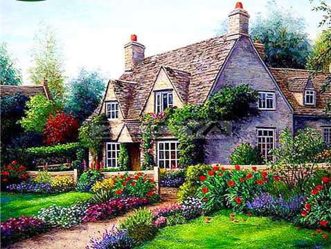 diamond embroidery art, DIY diamond kit, landscape painting mosaic - available at Sparq Mart