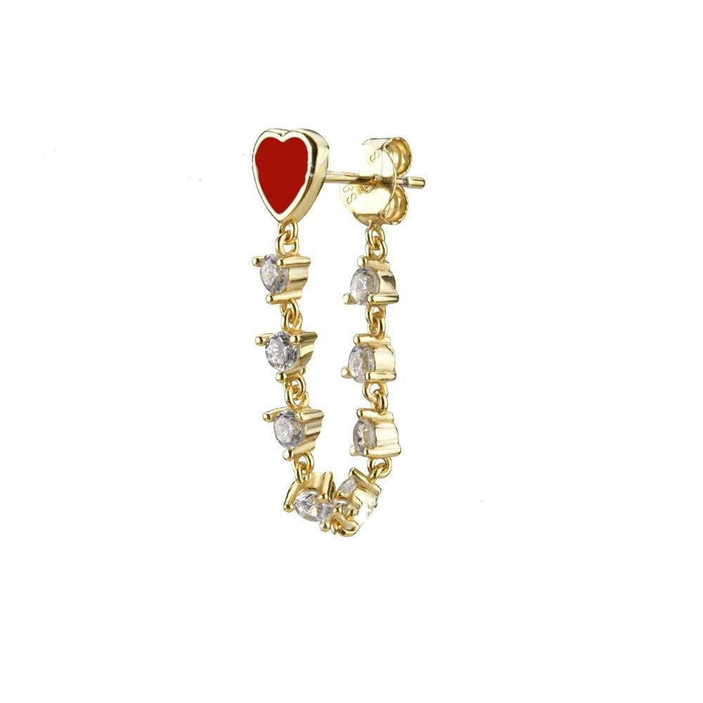 diamond heart earrings, love drop ornaments, silver tassel earrings - available at Sparq Mart