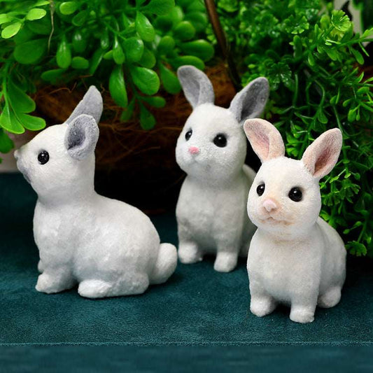 Easter plush rabbit, resin ornaments, white - available at Sparq Mart