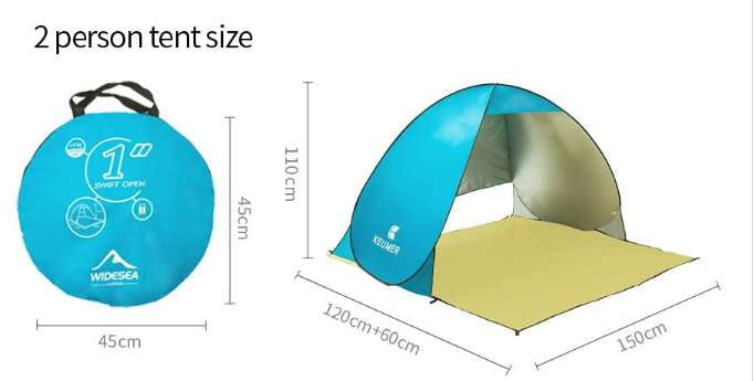 Automatic Pop-up Tent, Beach Sun Shelter, UV Protected Camping - available at Sparq Mart