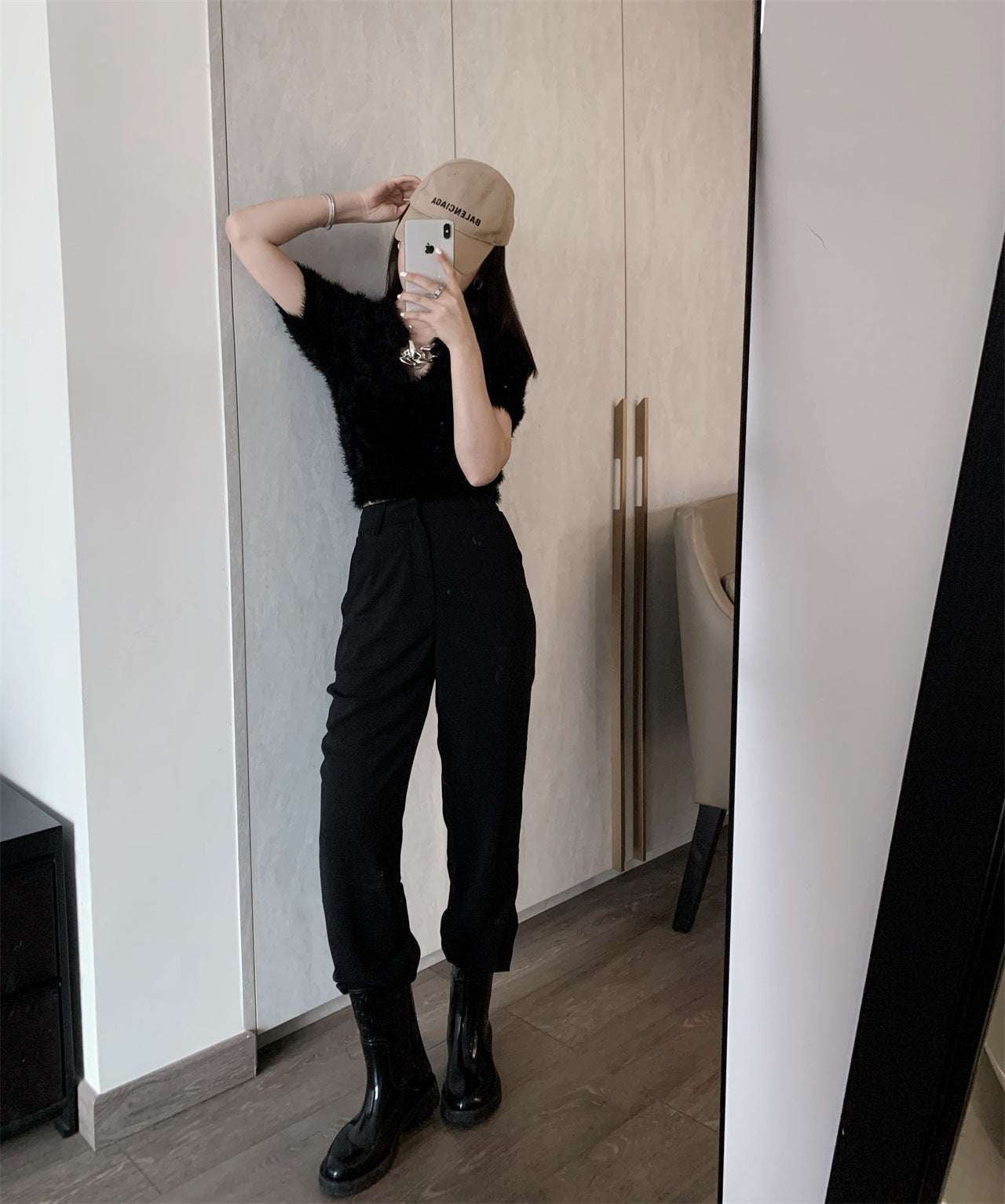 black draped trousers, elegant trousers women, high waist pants - available at Sparq Mart