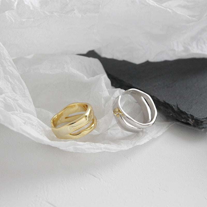 Elegant Female Ring, Gold Silver Ring, Layered Statement Ring - available at Sparq Mart