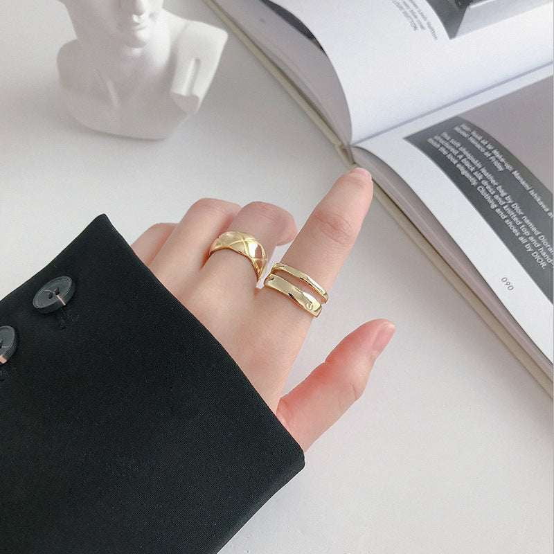 Elegant Female Ring, Gold Silver Ring, Layered Statement Ring - available at Sparq Mart