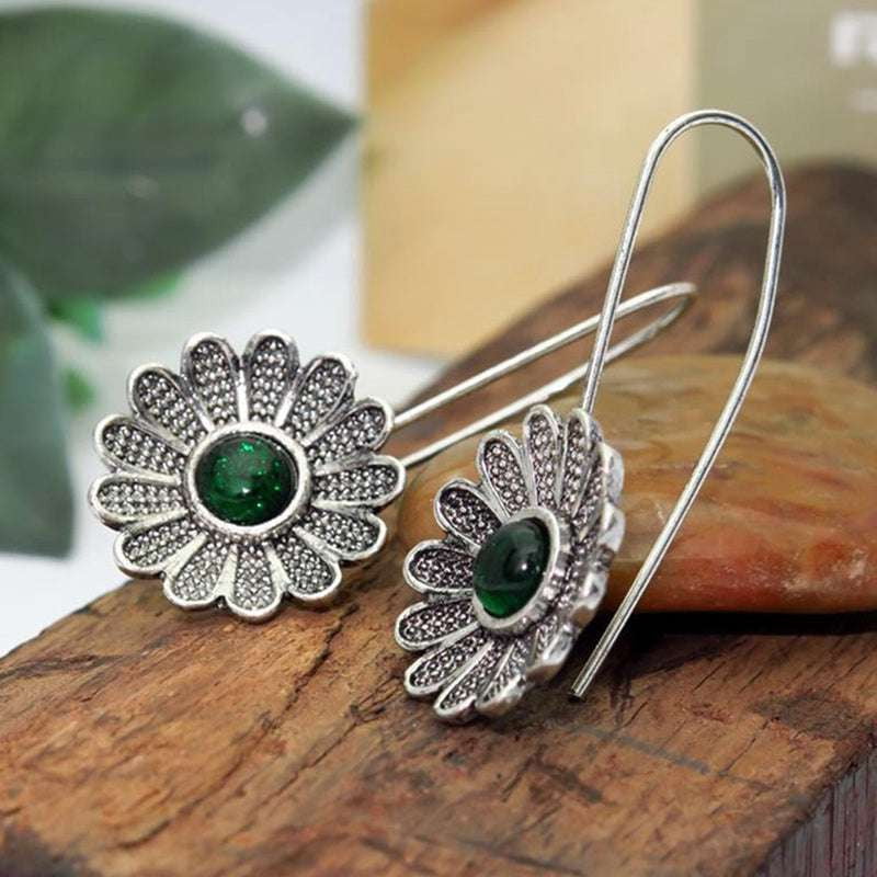 elegant stud earrings, emerald lotus earrings, zinc alloy jewelry - available at Sparq Mart