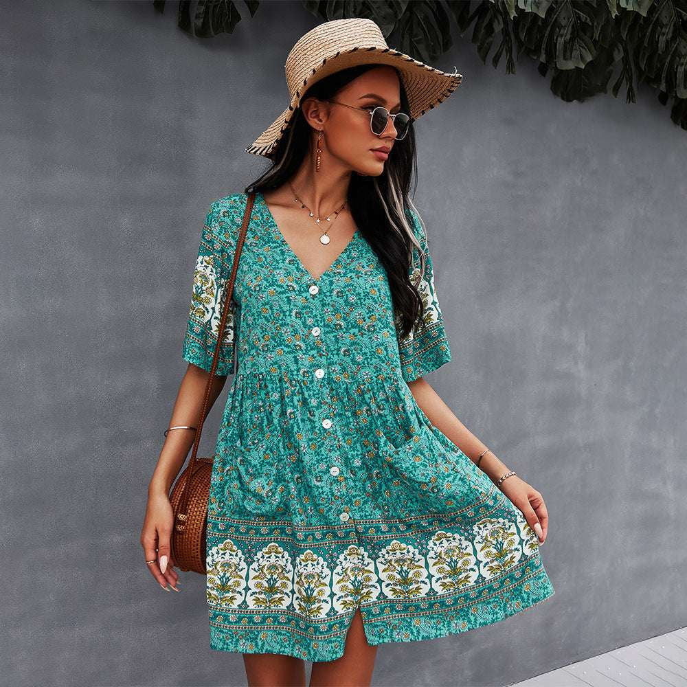 boho floral dress, elegant summer frock, sexy bohemian attire - available at Sparq Mart