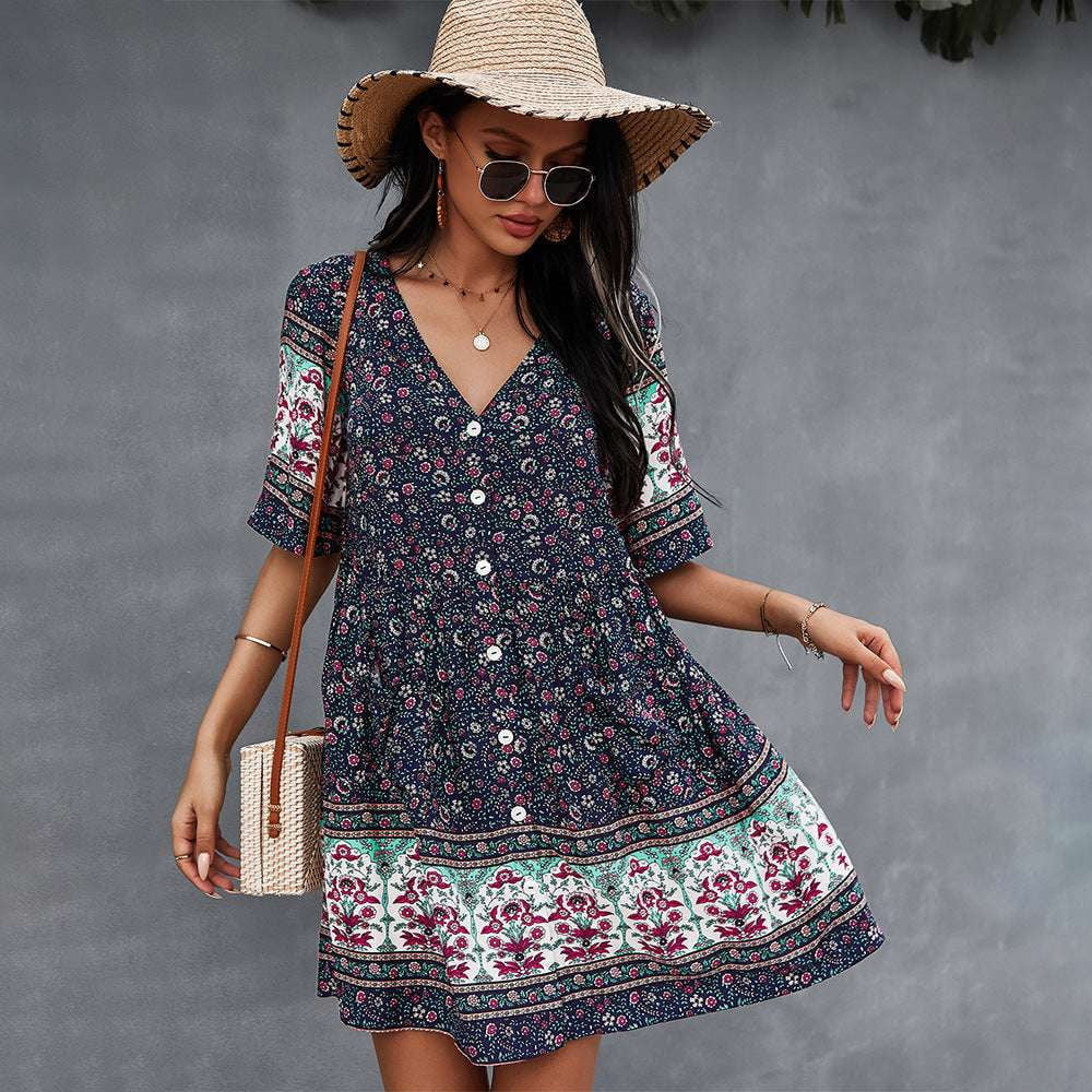 boho floral dress, elegant summer frock, sexy bohemian attire - available at Sparq Mart