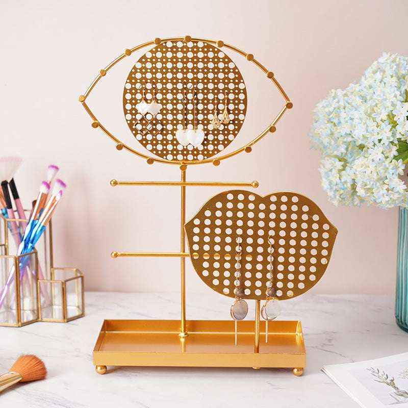 Golden Earring Holder, Jewelry Display Rack, Metal Earring Organizer - available at Sparq Mart