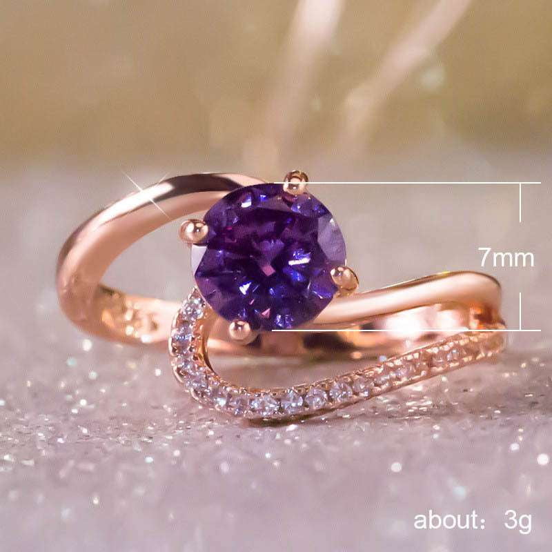 Purple Zircon Engagement, Rose Gold Zircon, Zircon Ring Size - available at Sparq Mart