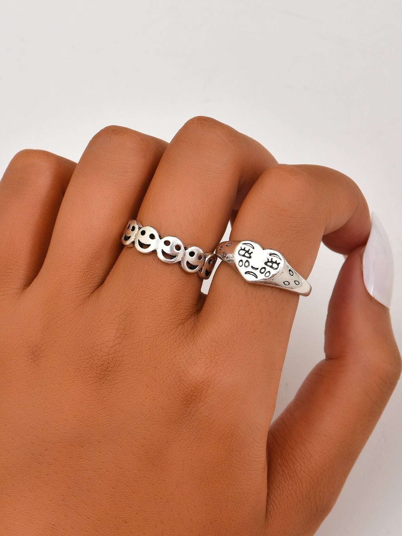 Electroplated Silver Ring, Multi-layer Fashion Ring, Rhinestone Chain Ring - available at Sparq Mart