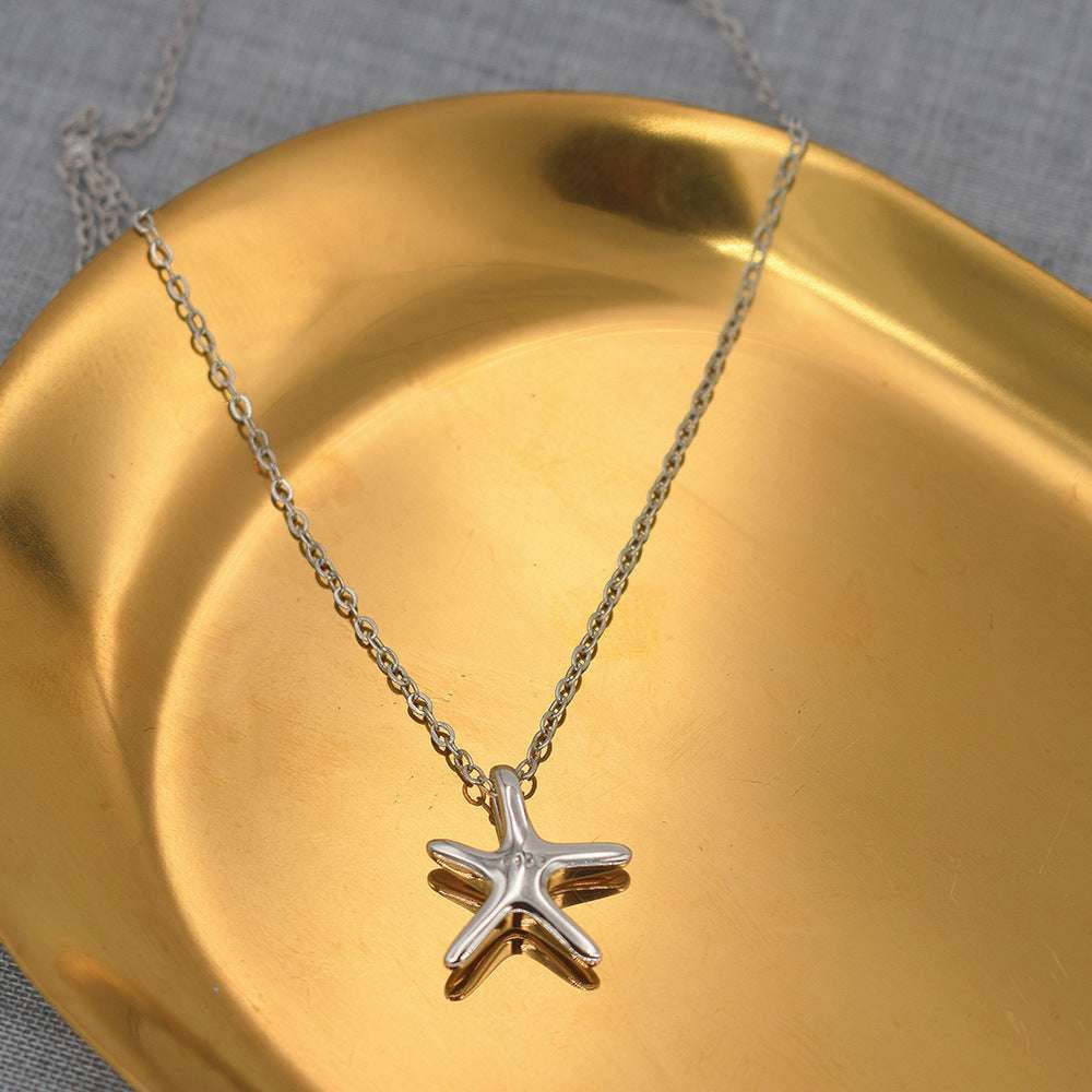 elegant starfish necklace, silver starfish pendant, sterling starfish chain - available at Sparq Mart